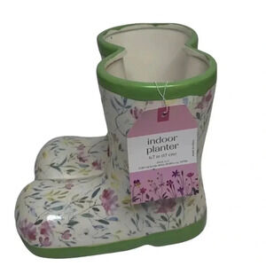 Ceramic Indoor Planter Vase Rain Boots Floral Spring Ceramic Planter New